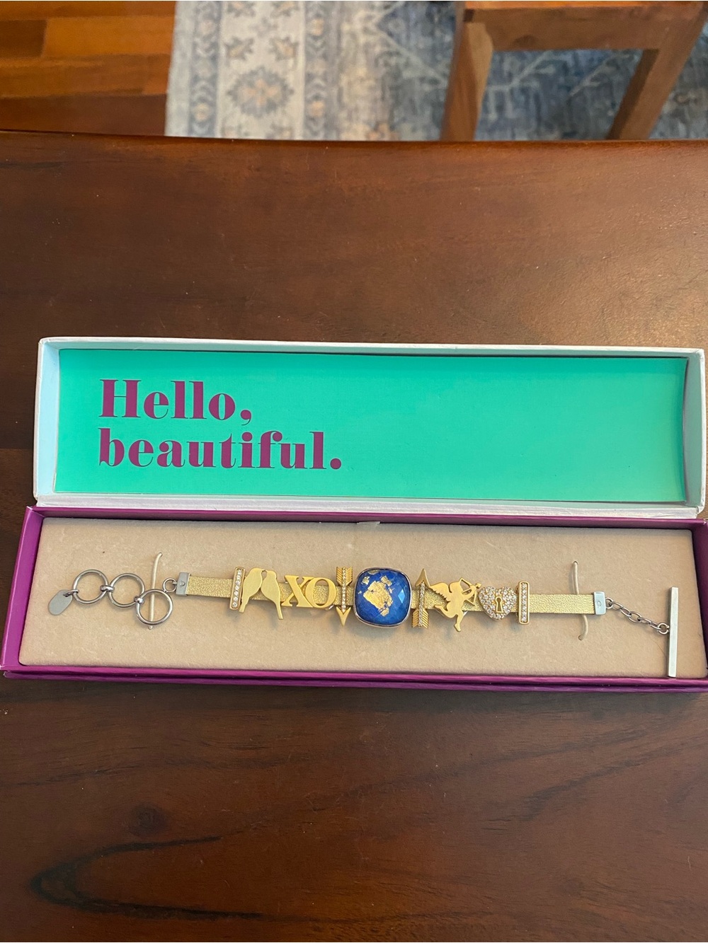 Lori Bonn Gold over Sterling Charm Bracelet with Blue Lapis and Gold Foil